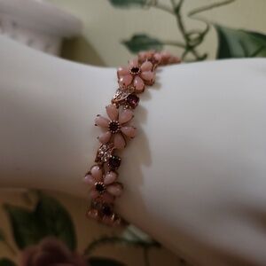 JTV Pink Opal 18k Rose Gold Over Sterling Silver Bracelet